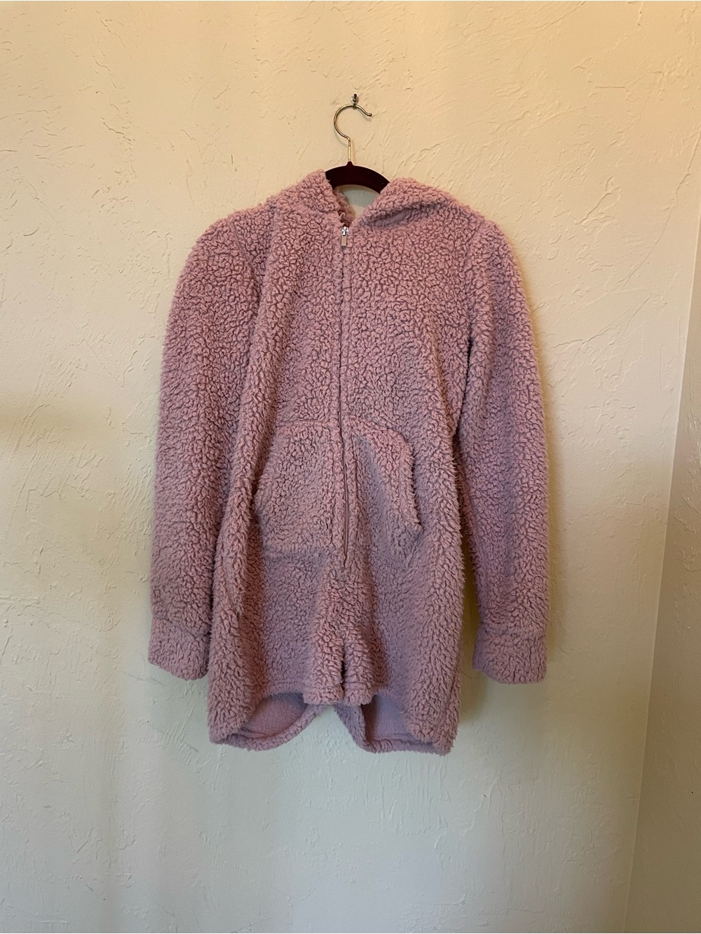 Windsor Dusty Pink Teddy Sherpa Hooded Jacket